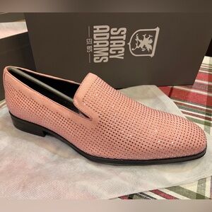 NEW STACY ADAMS Men's Suave Rhinestone Slip on Loafer - size 9, Blush Pink